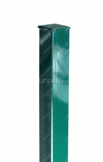 Столб квадр. 50мм*50мм*1,0мм (2,0м) зелёный с крышкой в Калининграде