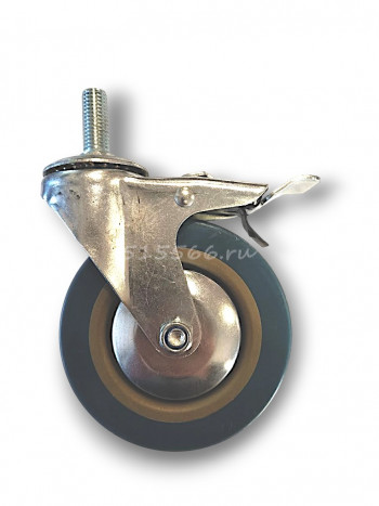Колесо бытовое поворотное с болтом, тормозом М12 D100 специальная резина в Калининграде