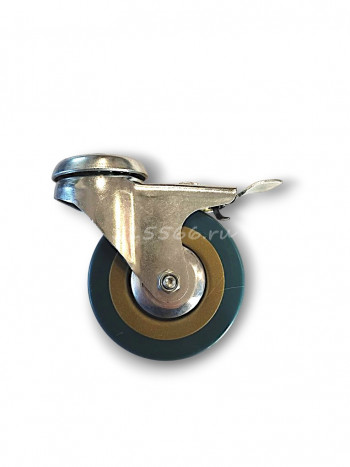Колесо бытовое поворотное под болт с тормозом М12 D75 специальная резина в Калининграде
