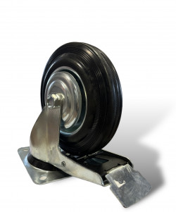 Колесо промышленное поворотное с тормозом D125 резиновое в Калининграде