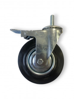 Колесо промышленное поворотное с болтом, тормозом М12 D125 резиновое в Калининграде